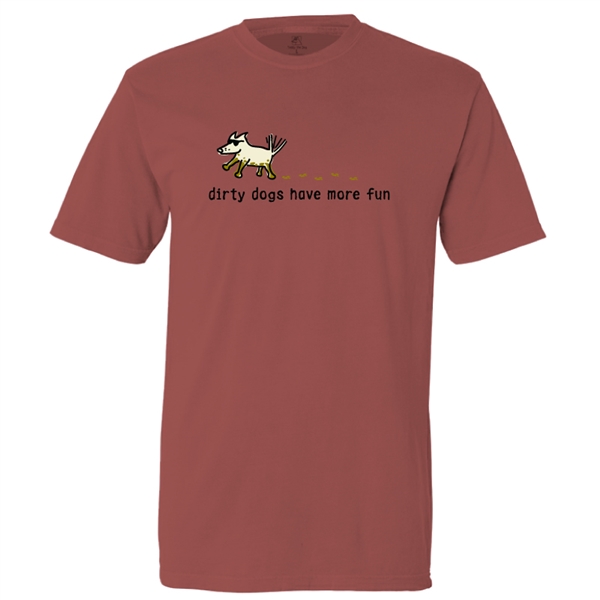 Dirty Dogs Have More Fun T Shirt. Crimson.