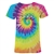 Grateful Dog Ladies V-Neck T Shirt. Vintage Rainbow Spiral Tie-Dye.