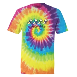 Grateful Dog Vintage T Shirt. Vintage Rainbow Spiral Tie-Dye.
