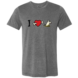I Heart Dogs Heather T Shirt. Deep Heather.