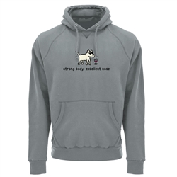 Strong Body Excellent Nose Hoodie. Heather Gray