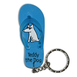 Teddy the Dog Keychain. Miniature flip flop keychain.