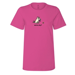 Wanna Play Ladies Fashion Fit T Shirt. Hot Pink.