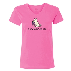 A New Leash On Life Ladies V neck