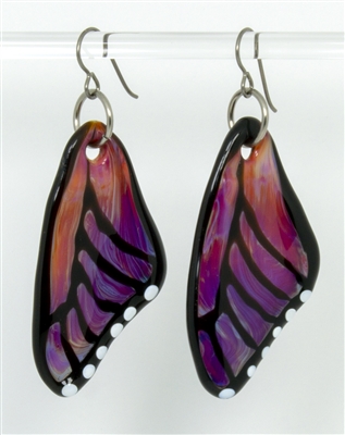 Amber Purple Butterfly Wing Earrings