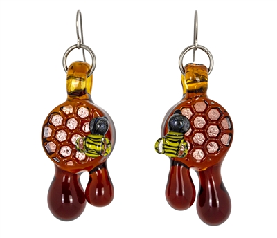 Earrings - Honeycomb Drop with Bee