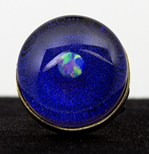 Sphere Opal on Blue Foil Silver Ring