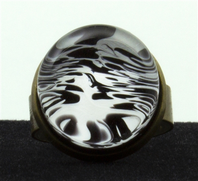 White Black Marble Ring