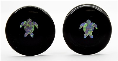 Turtle Opals on Black Plugs