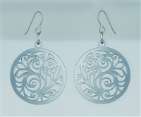 18g Earrings - Silver Acrylic - Abstract Round