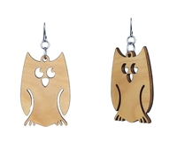 18g Earrings - Birch Wood - Large Owl