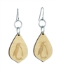 18g Earrings - Birch Wood - Penguin Drop