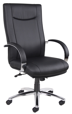 Aaria Collection Elektra High Back Executive Chair / Chrome Finish / Black Upholstery/ Knee Tilt