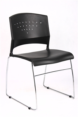 Boss Black Stack Chair With Chrome Frame, 1Pc Pack