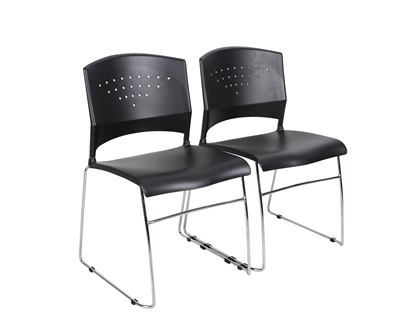 Boss Black Stack Chair With Chrome Frame 5 Pcs Pack