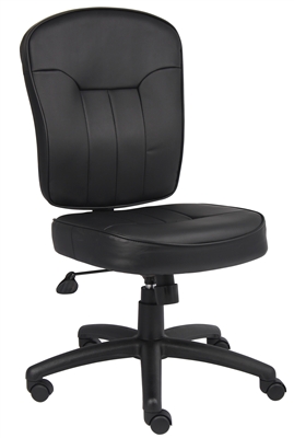 Boss Black Leather Armless Task Chair