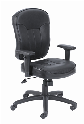 Boss Black Leather Task Chair W/ Arms
