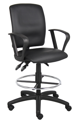 Boss Multi-Function Leatherplus Drafting Stool W/ Loop Arms