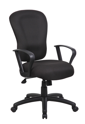 Boss Black Computer Task Chair With Loop Arm