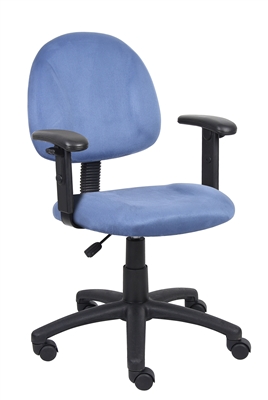 Boss Blue Microfiber Deluxe Posture Chair W/ Adjustable Arms.