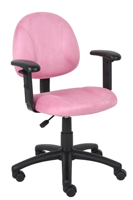 Boss Pink Microfiber Deluxe Posture Chair W/ Adjustable Arms.