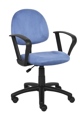 Boss Blue Microfiber Deluxe Posture Chair W/ Loop Arms.