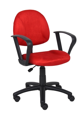 Boss Red Microfiber Deluxe Posture Chair W/ Loop Arms.