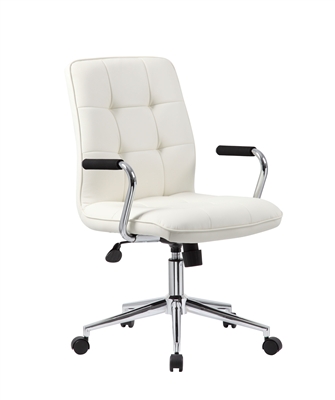 Modern Office Chair w/Chrome Arms- White