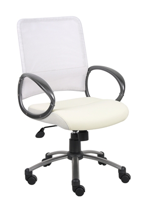 Boss White Mesh Back W/ Pewter Finish Task Chair