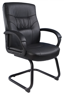 Boss Executive Mid Back Leatherplus Guest Chair W/ Cantilever Sled Base