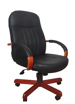 Boss Leatherplus Exec. Chair W/Cherry Finish