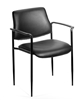 Boss Square Back  Diamond Stacking Chair W/Arm In Black Caressoft