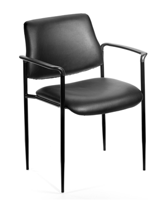 Boss Square Back  Diamond Stacking Chair W/Arm In Black Caressoft