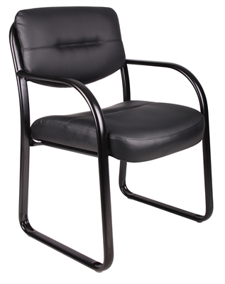 Boss Leather Sled Base Side Chair W/ Arms