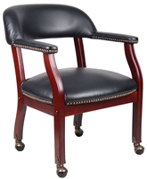 Boss Captain'S Chair In Black Vinyl W/ Casters