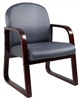 Boss Mahogany Frame Side Chair In Grey Fabric