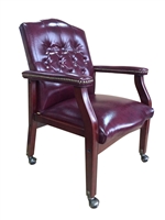 Boss Traditional Oxblood Vinyl Guest Chair W/ Mahogany Finish