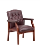 Boss Traditional Burgundy Leather Guest Chair W/ Cherry Finish