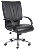 Boss High Back Black Leatherplus Executive Chair W/ Chrome Base & Arms