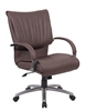 Boss Mid Back Bomber Brown LeatherPlus Chair With Chrome Base