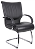 Boss Mid Back Black Leatherplus Guest Chair W/ Chrome Base & Arms