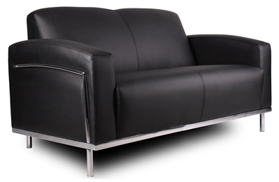 Boss Black Caressoftplus Loveseat W/Chrome Frame