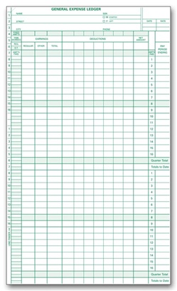 Combination End-Stub Payroll/General Expense Ledger