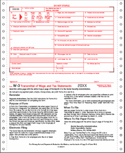 W-3 2-part Transmittal of Wage and Tax Statements Forms