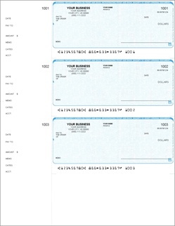 3 per Page Personal Size Linen Background Laser Checks - Perfs at 2.83", 5.67", 8.5"