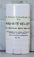 Bug Bite Relief Body Butter in a twist-up deodorant type container for easy application.