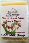 Lady's Slipper Fragrance Soap bar, with notes of jasmine, gardenia, and a bouquet of other flowers.