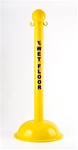 3" Plastic Safety Stanchion with a printed safety message