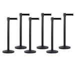 Set of 6 Black Retractable Belt Barriers