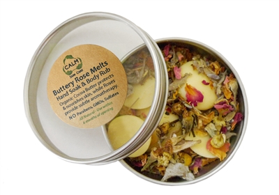CALM Natural Eco Friendly Skin Care Buttery Rose Hand Soak Body Rub - Stretch Marks - Bath Melts